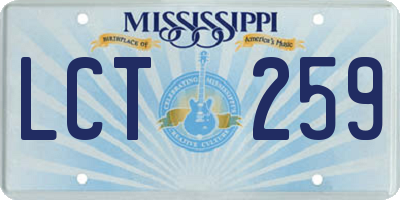 MS license plate LCT259