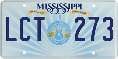 MS license plate LCT273