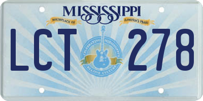 MS license plate LCT278