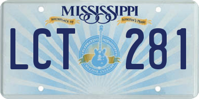 MS license plate LCT281