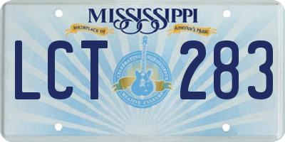 MS license plate LCT283