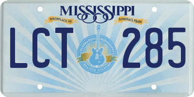 MS license plate LCT285