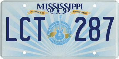 MS license plate LCT287