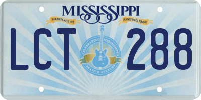 MS license plate LCT288