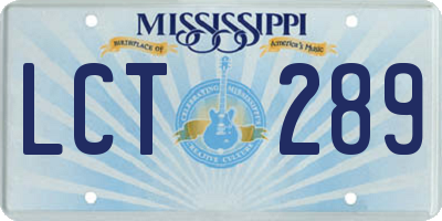 MS license plate LCT289