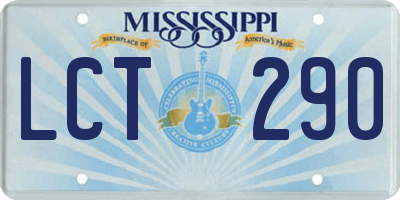 MS license plate LCT290