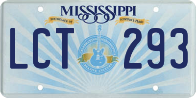 MS license plate LCT293