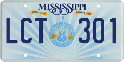 MS license plate LCT301