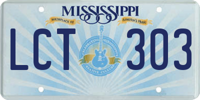 MS license plate LCT303