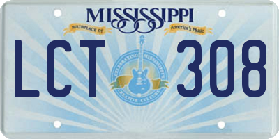 MS license plate LCT308