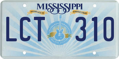 MS license plate LCT310