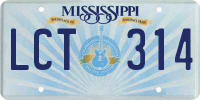 MS license plate LCT314