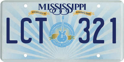 MS license plate LCT321