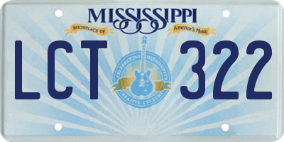 MS license plate LCT322