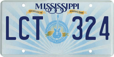 MS license plate LCT324