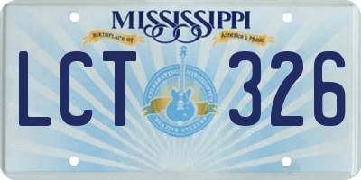 MS license plate LCT326