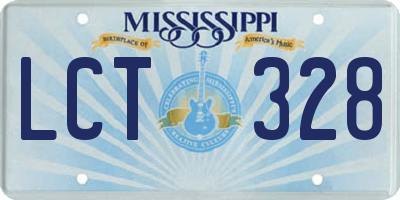 MS license plate LCT328
