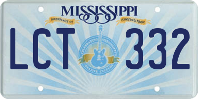 MS license plate LCT332