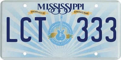 MS license plate LCT333