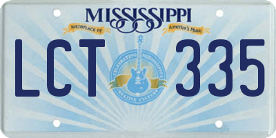 MS license plate LCT335