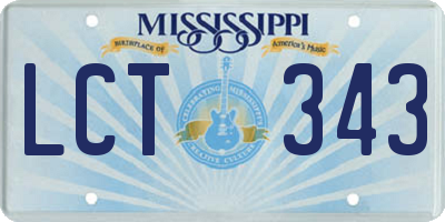 MS license plate LCT343