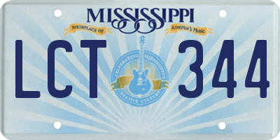 MS license plate LCT344