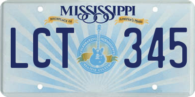 MS license plate LCT345
