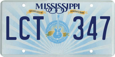 MS license plate LCT347