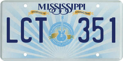 MS license plate LCT351