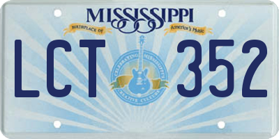 MS license plate LCT352