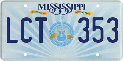 MS license plate LCT353