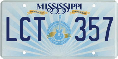 MS license plate LCT357