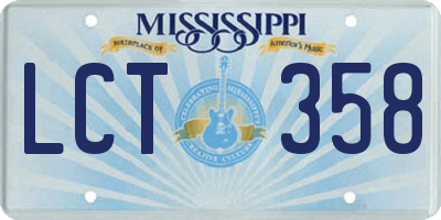 MS license plate LCT358
