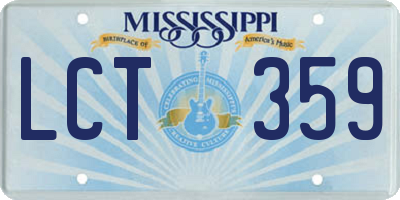 MS license plate LCT359