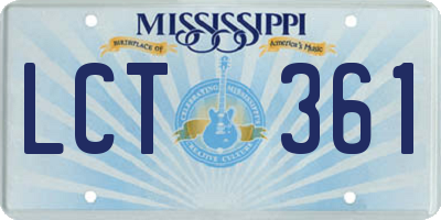 MS license plate LCT361