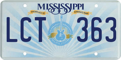 MS license plate LCT363