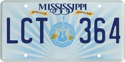 MS license plate LCT364