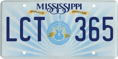 MS license plate LCT365