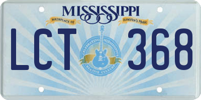 MS license plate LCT368