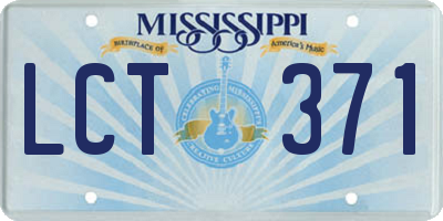 MS license plate LCT371