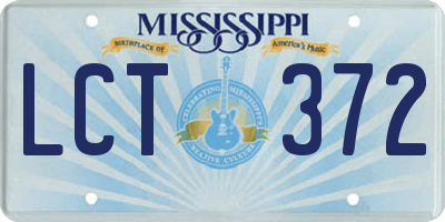 MS license plate LCT372