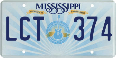 MS license plate LCT374