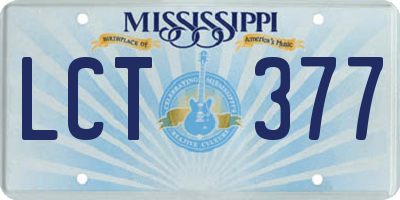 MS license plate LCT377