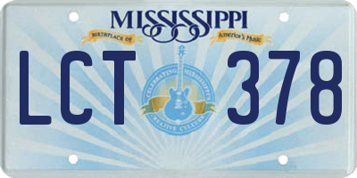MS license plate LCT378