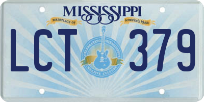 MS license plate LCT379