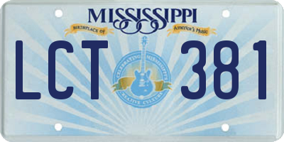 MS license plate LCT381