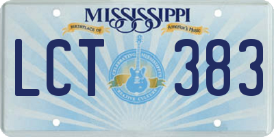 MS license plate LCT383