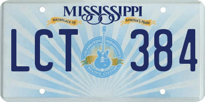 MS license plate LCT384