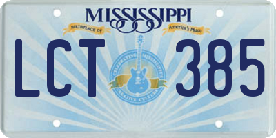MS license plate LCT385