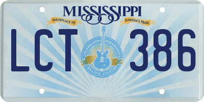MS license plate LCT386